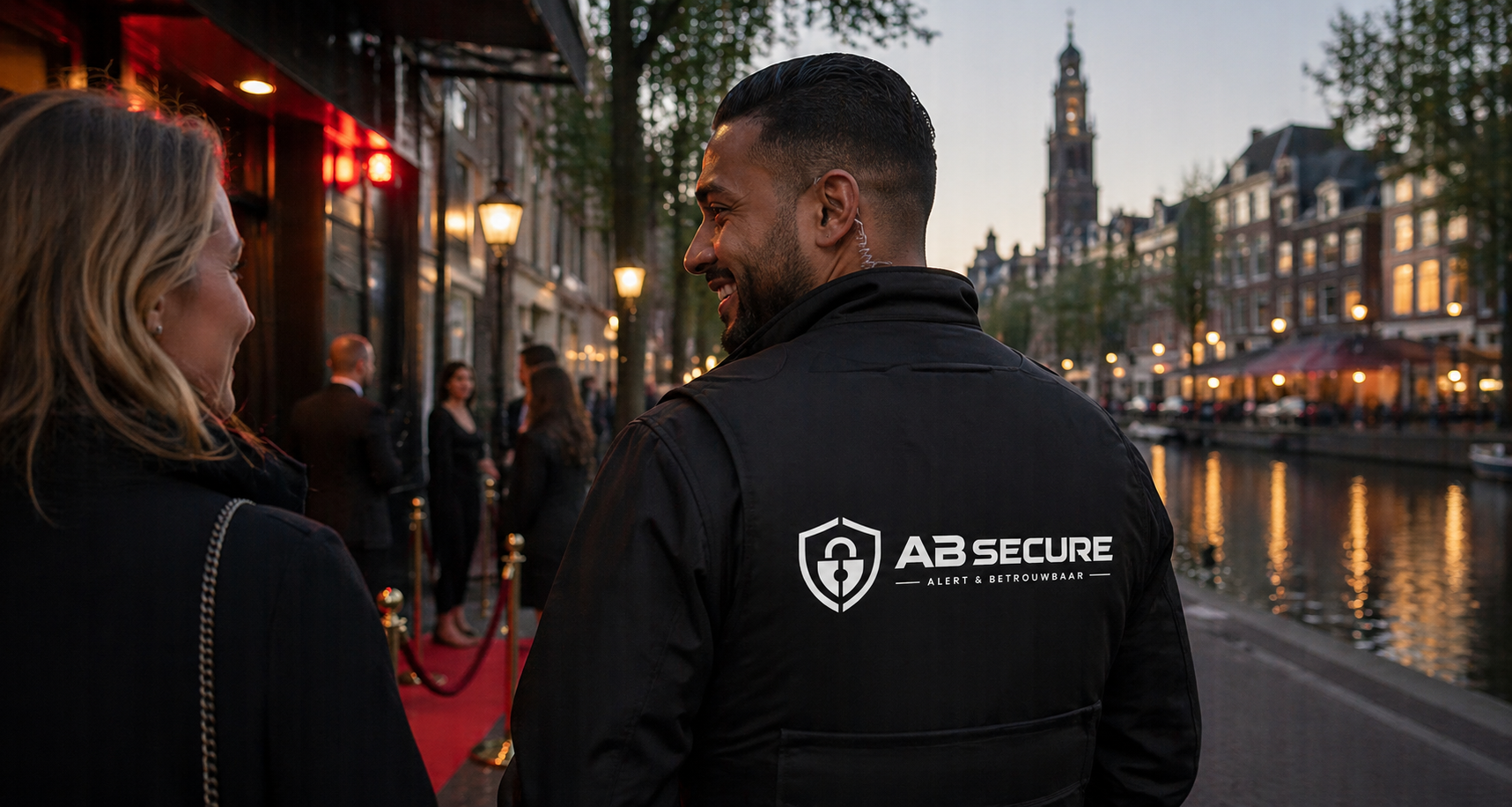AB Secure beveiliger op locatie in Amsterdam